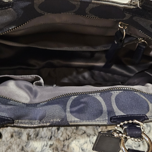 Coach Navy and Silver Signature Tote - Picture 2 of 4